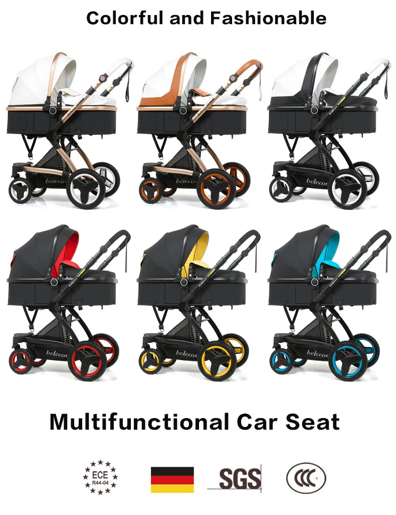 3 в 1 многофункциональная детская коляска складная коляска с высоким ландшафтом золотисто-красная Детская коляска Коляска для новорожденных помощник матери