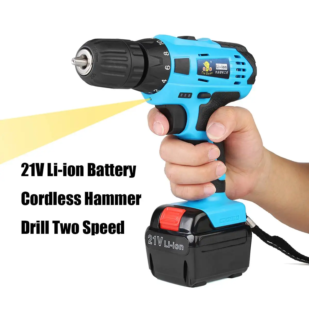 

21V Rechargeable Wireless Cordless Drill Driver 1.5Ah Two Speed Lithium Battery Electric Screwdriver Drill 3/8 inch Power Tools