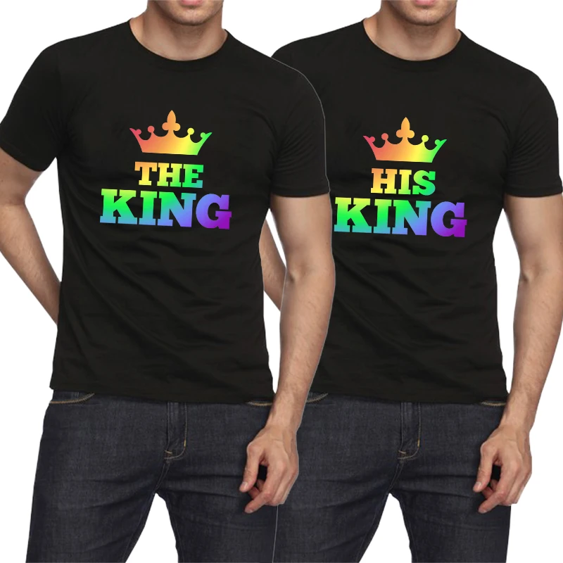 Fashion Lgbt King His King Shirt Printing Short Sleeve Round Neck Tee Shirt Loose Casual Tee Tops For Gay