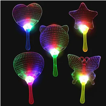 

50pcs LED Colorful Plastic Flashing Hand Fan Night Glowing Light Fan Light-up Kids Toys Party Decoration Dance Performance