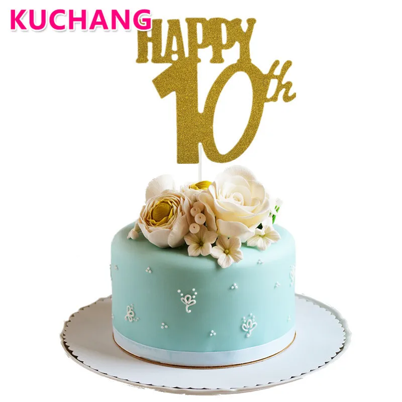 1 шт. домашний торт Happy 10th 20th 30th 40th 50th 60th кекс флаг Топпер карта для именинного пирога флаг DIY Украшение Поставки