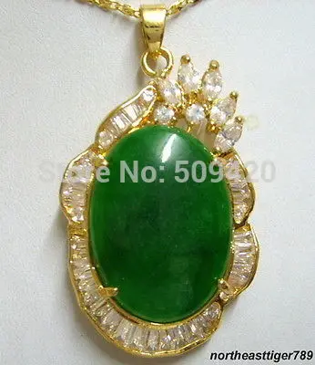 Бесплатная Доставка Опт&gt 5 шт. изумрудно-зеленый нефрит 18KGP кристалл кулон и