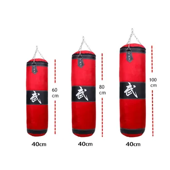 

60cm 80cm 100cm Empty Boxing Sand Bag Hanging Kick Sandbag Boxing Training Fight Karate Sandbag Setwith Gloves Wrist Guard