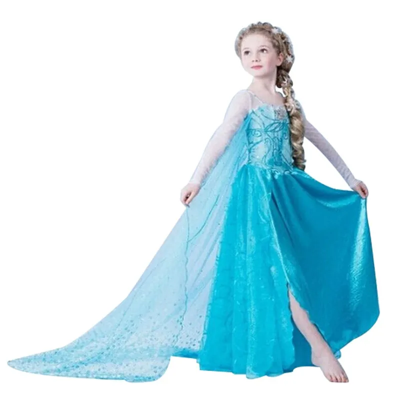 Одежда для маленьких девочек платье принцессы Эльзы для девочек, маскарадный костюм Снежной королевы Анны и Эльзы бальное платье на Хэллоуин, Рождество, вечеринку, от 4 до 10 лет