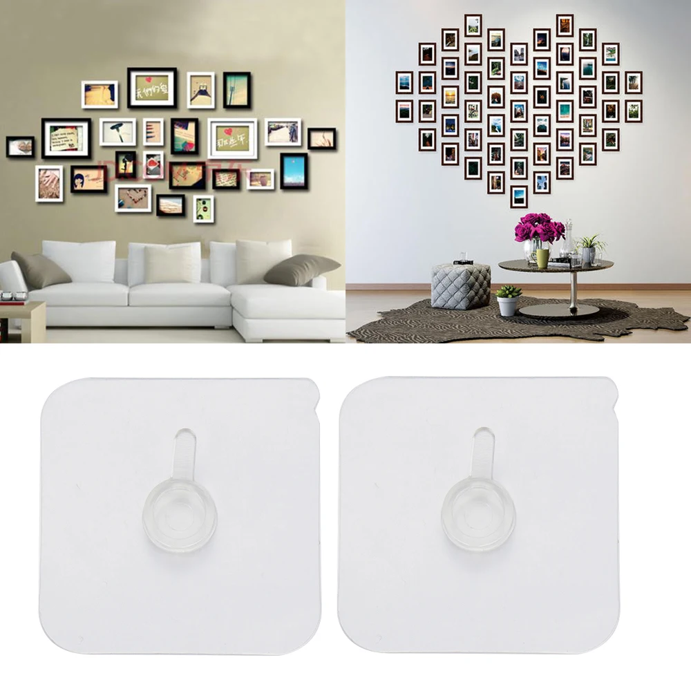 10pcs Seamless Strong Self Adhesive Hook Holder Wall Hanger Hanging Kits For Photo Frame