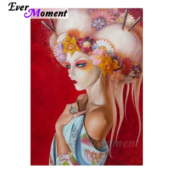 

Ever Moment Diamond Painting Japan Portrait DIY Diamond Embroidery Handicrafts Full Square Resin Drills Mosaic Art Decor 4Y667