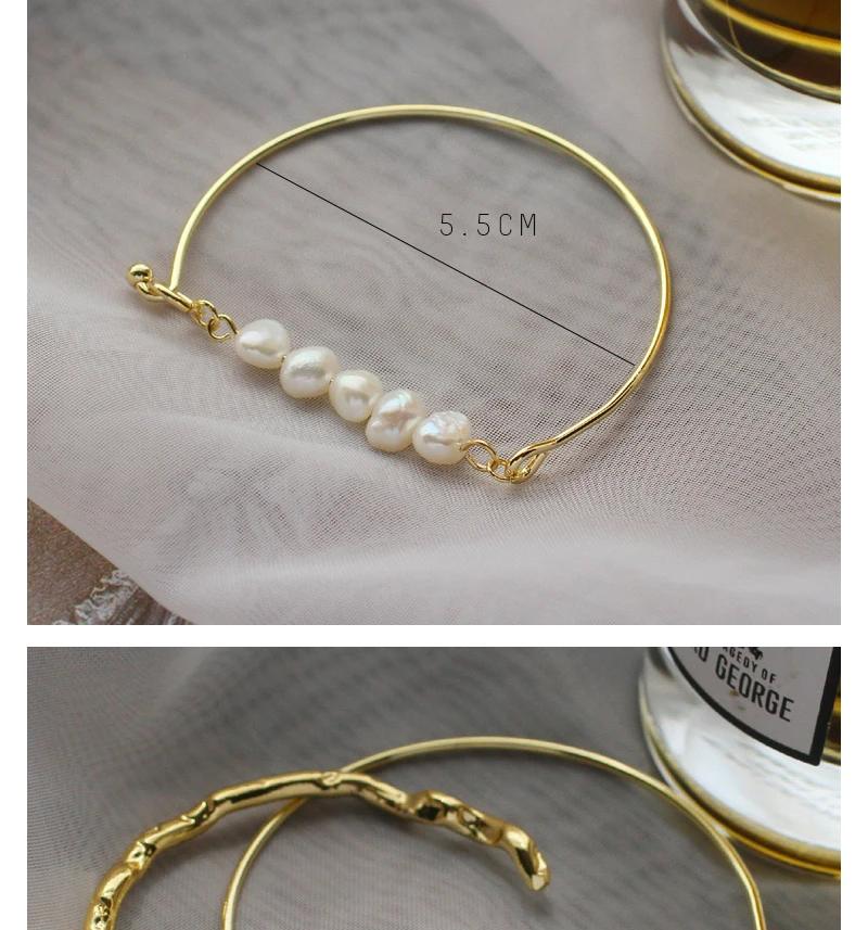 SRCOI нерегулярные пресноводный жемчуг браслеты из жемчуга браслет полукруглый открытый металлический ручной браслеты на струне Для женщин свадебные Мода Mujer
