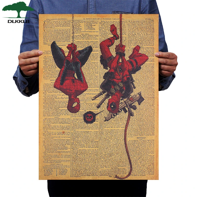 DLKKLB Joker Girl DC Marvel Movie Deadpool Freddy Poster Vintage Kraft Paper Newspaper Wall StickerHome Decorative Painting