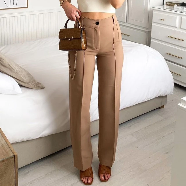 Women Summer High Waist Slim Trousers Chic Pocket Fashion Zipper Office  Ladies Pants 2022 Solid All-match Simple Female Clothes