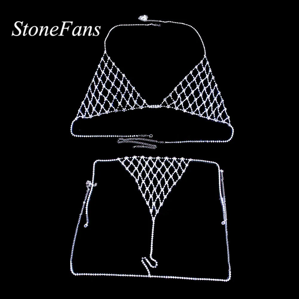 Stonefans сетка стразы нижнее белье ювелирные изделия цепочка для тела женщин
