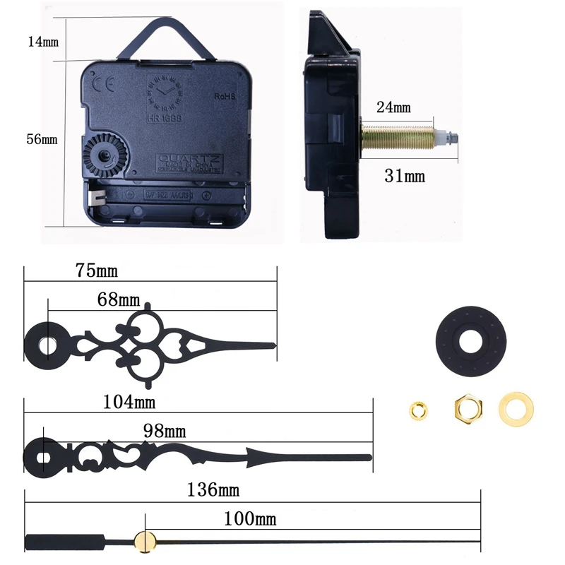 

Large Torque Mute DIY Clock Quartz Watch Mechanism Wall Clock Movement Mechanism Parts Repair Replacement Accessories Hot Sale