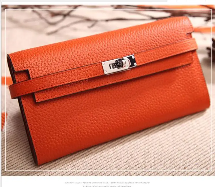 Konpad настоящий tog кожаный кошелек женский известный бренд Роскошные дизайнерские кошельки женский кошелек женский клатч из натуральной кожи 100706 - Цвет: Оранжевый