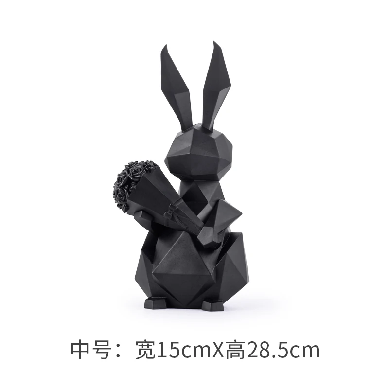 Креативный кролик форма из смолы декоративные украшения современный интерьер украшения свадебный подарок украшение - Цвет: black--M