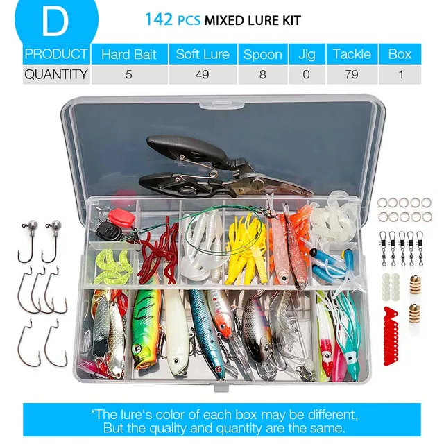 Fishing Lures Kit Tackle Box  Fishing Box Artificial Baits - 18