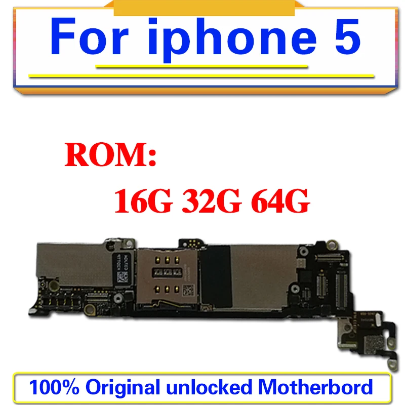 Заводская Разблокировка для iphone 5 5g материнская плата с полным чипом, Оригинальная для iphone 5 материнская плата, без iCloud 16 Гб/32 ГБ/64 ГБ