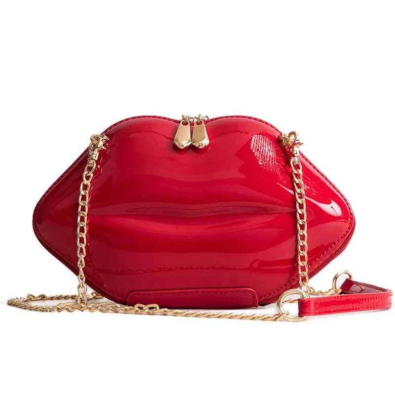 Сексуальная акриловая сумка-мессенджер с губами, Модный женский клатч на цепочке, сумка на плечо в форме губ, женские сумки, вечерние сумочки - Цвет: red