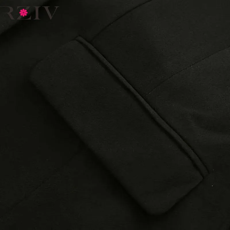 RZIV Autumn and winter women's suit casual solid color double-breasted pocket decorative suit