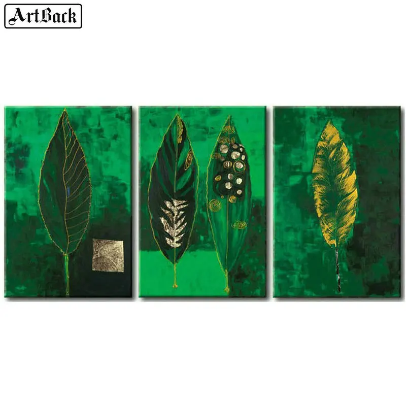 

Three fights 5d diamond painting green feathers landscape full square drill home decoration rhinestone mosaic diamond embroidery