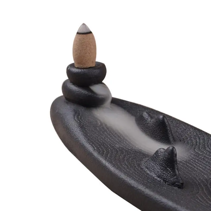 Smoke Waterfall Incense Sticks Holder Resin Backflow Incense Burner Wierook Waterval Mountain River Handicraft Incense Holder