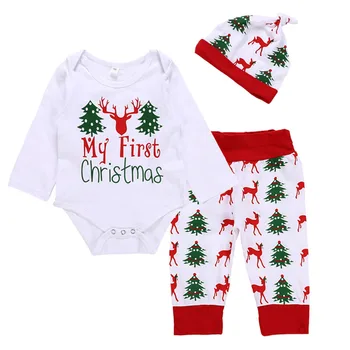 

Unisex Newborn Toddler Infant Baby Boys Girl Christmas Xmas Clothes Romper Hat Outfit Costume Toddler Cartoon Kids Clothes Sets