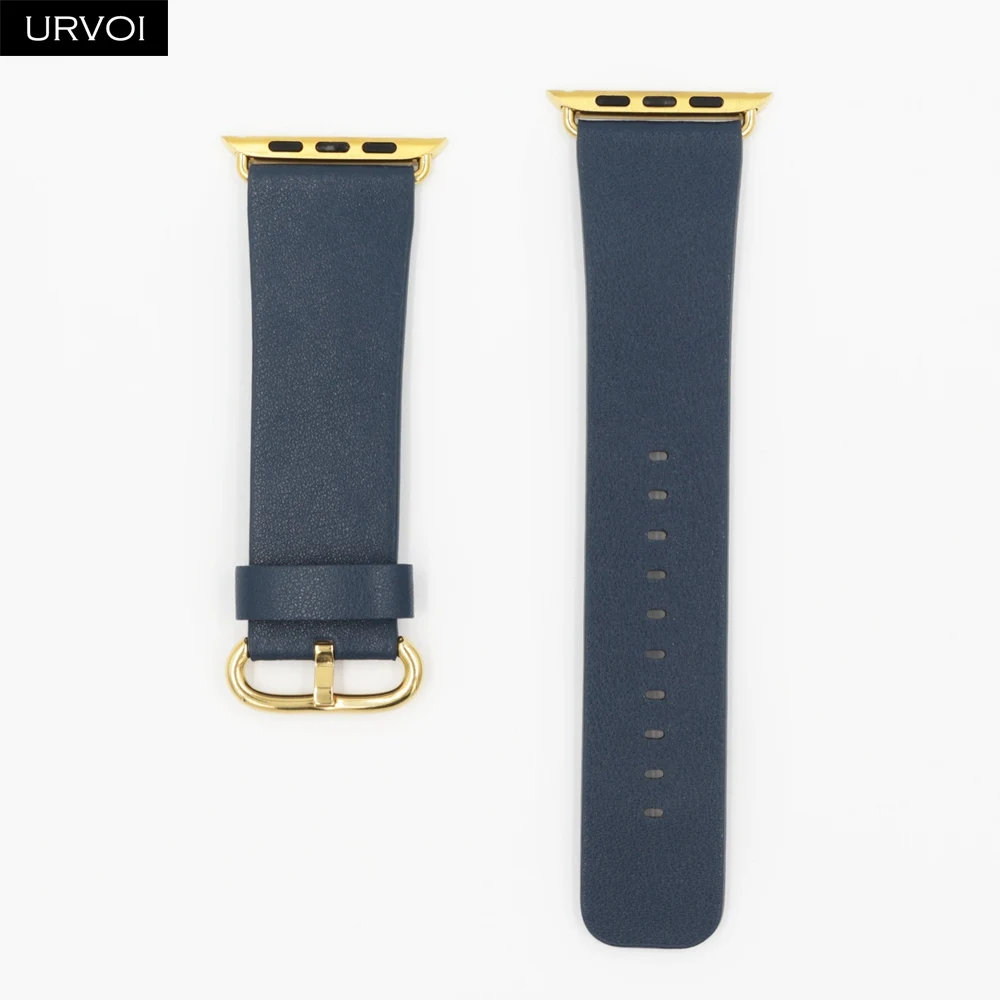 URVOI Классическая Пряжка для Apple Watch band series 5 4 321 натуральная Свифт кожаный ремешок для iWatch наручные современный дизайн высокого качества - Цвет ремешка: Dark blue