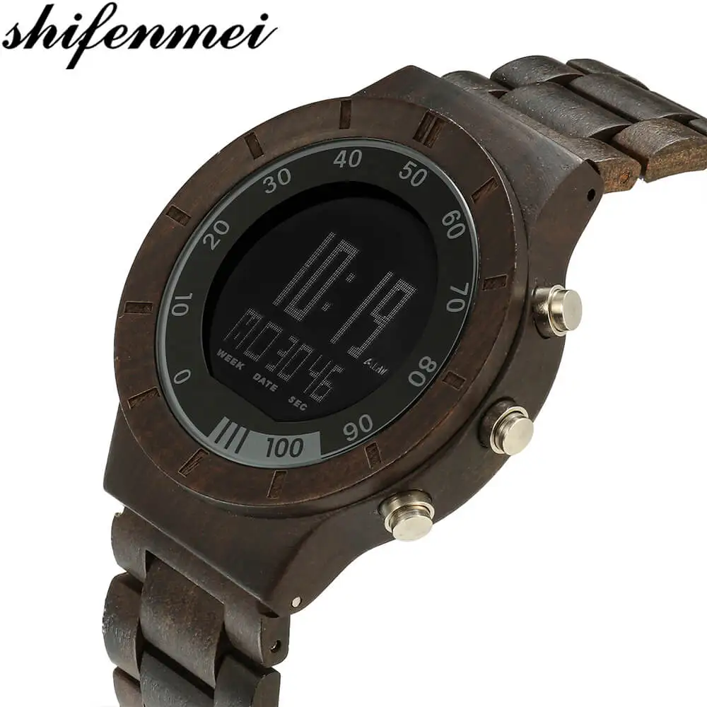 S5559-2 Shifenmei S5559 стильные мужские электронные часы деревянные электронные часы Homines электронные vigilias habentes подарок памятный - Цвет: S5559-2