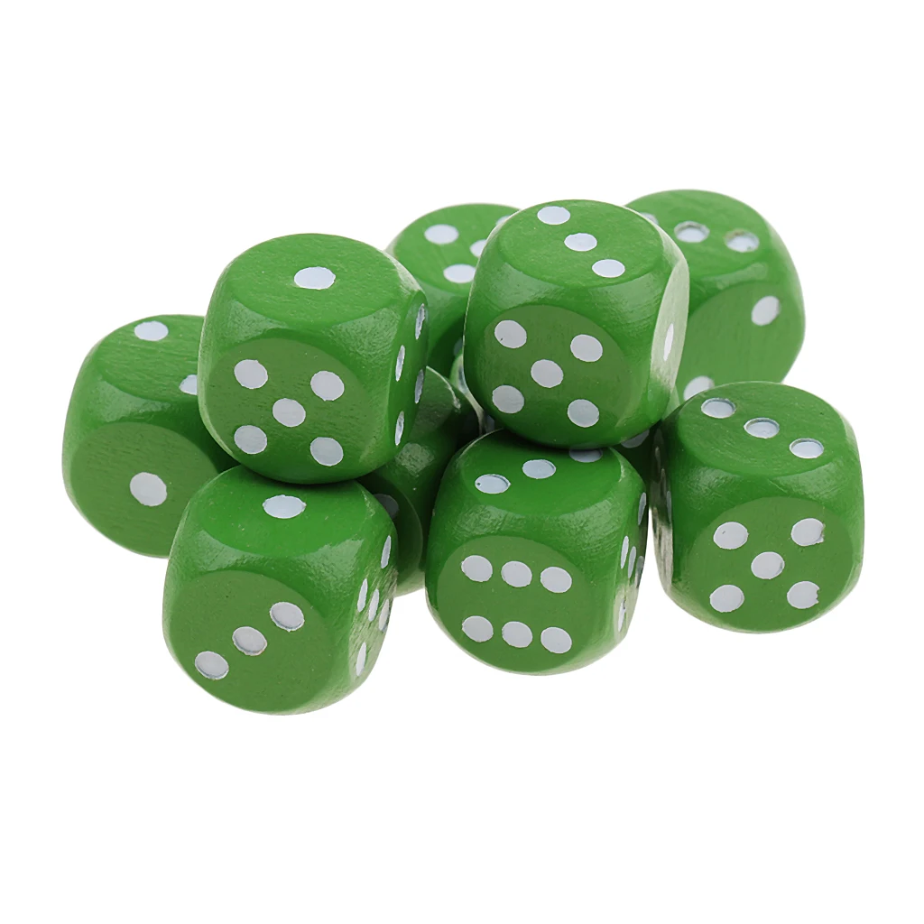 10 Pieces Wooden Dice D6 Dotted Dice for D&D TRPG MTG Board Game Toy
