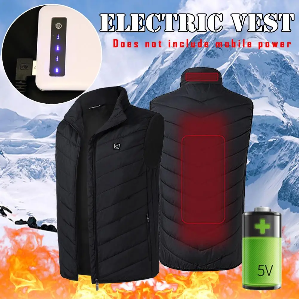 

Graphene Outdoor Electric Heated Vest USB Heating Vest Winter Men Thermal Clothing Camping Hiking Hunting Warm Heating Coat