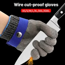 Gants en acier inoxydable niveau 9, maille 2 pièces adaptés à la coupe et à la boucherie, tronçonneuse, Protection du travail, main résistante aux coupures
