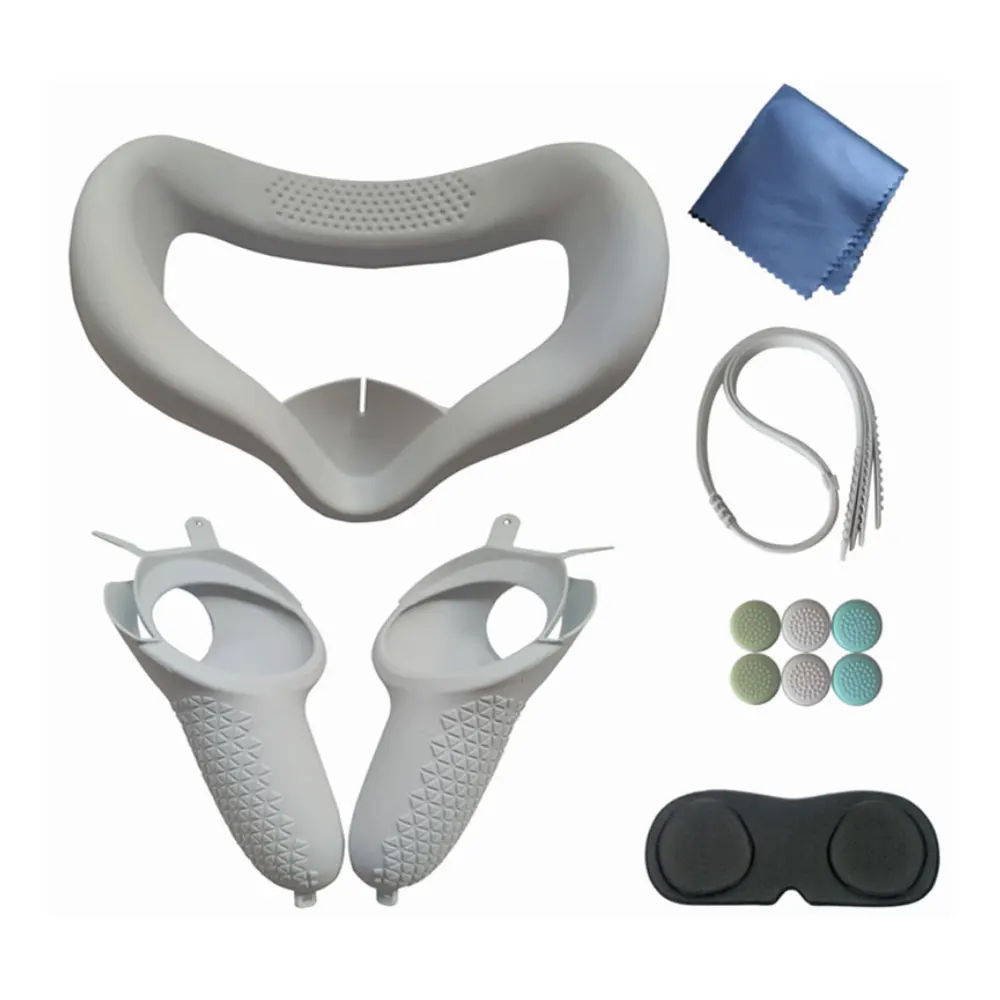 Cubierta de lente VR de silicona para juegos, almohadilla facial, tapa de balancín, conjunto para Oculus Quest 2 Vr, accesorios