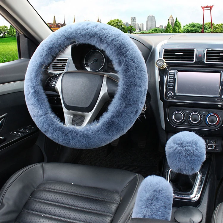 Artificial Rabbit Fur Car Warm Steering Wheel Cover