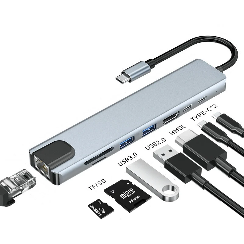 USB-C USB C Ethernet к RJ45 Lan адаптер 4K HDMI-совместим с 3 0 Tf Sd кардридером Pd 8-в-1 док-станция для
