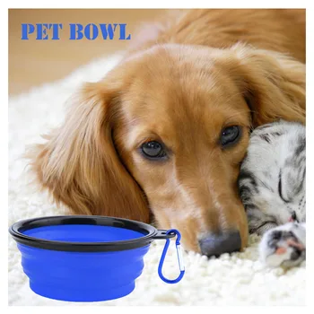 

2Pcs Portable Dog Bowl Collapsible Folding Silicone Travel Bowl with Carabiner for Pets Water Foods Feeding Appliance