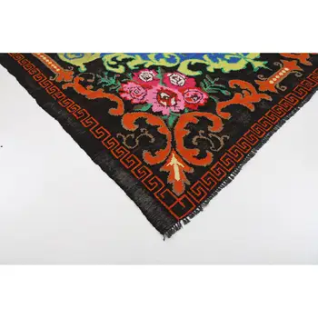

223x330 Cm Black Handmade Vintage Moldovan Rugs Rug-7x11 Ft