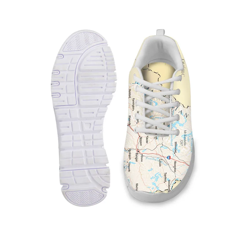 Fashion Map Pattern Women Casual White Sneakers Girls Platform Sneakers for Female Comfortable Mesh Flats Shoes Zapatos Mujer