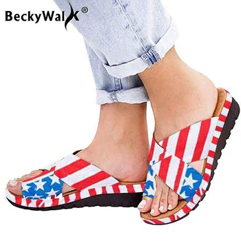 

Women's Sandals Platform Summer Sandals for Women Wedge Slides Female Clip Toe Printing Large Size Sandals Slippers WSH3631
