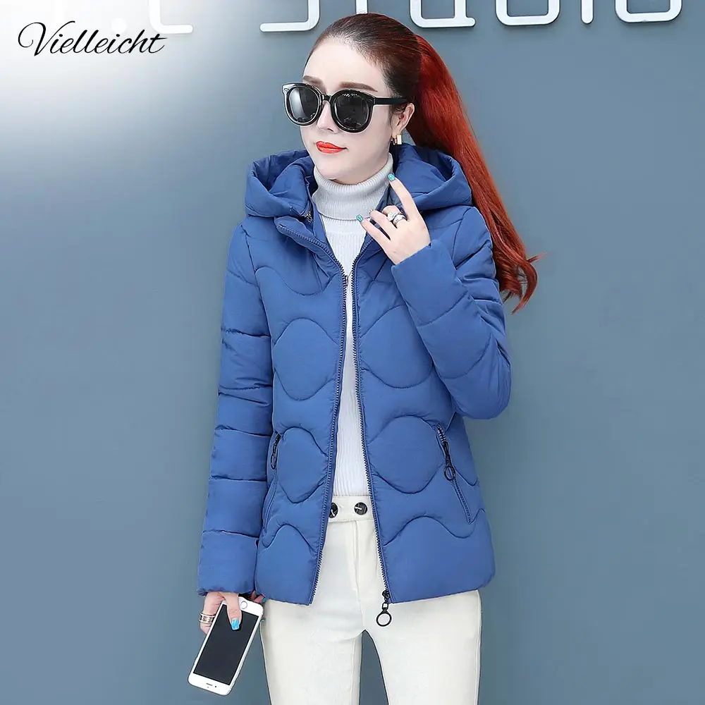 

Vielleicht 2019 Hooded Autumn Winter Jacket Women Short Cotton Padded Women Coat Casaco Feminino Inverno Solid Color Short Parka
