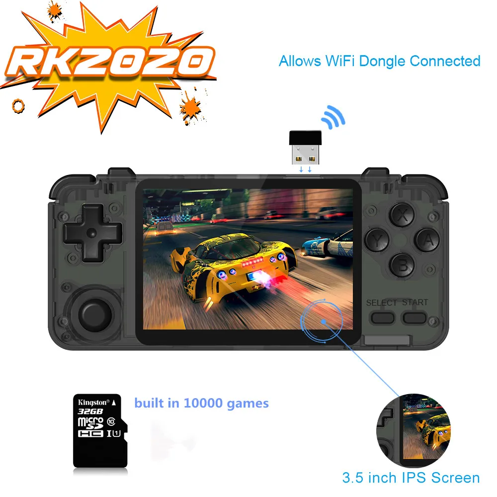 Игровая консоль RK2020 с 3 5-дюймовым IPS-экраном 10000 встроенных игр портативная
