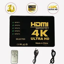 Разветвитель Ultra HD 4K HD-MI 1x5 Port 3D 4K * 2K для переключателя 1 вход 5 выходных концентраторов с ИК-пультом дистанционного управления Разветвитель Ultra HD 4K HD-MI 1x5 Port 3D 4K * 2K для переключателя 1 вход 5 выходных концентраторов с ИК-пультом дистанционного управления