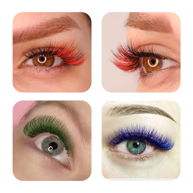 GLAMLASH Color Lash Purple Blue Brown Green Red White Pink Yellow Eyelash Extensions Individual False Colored Mink Lashes Makeup 4