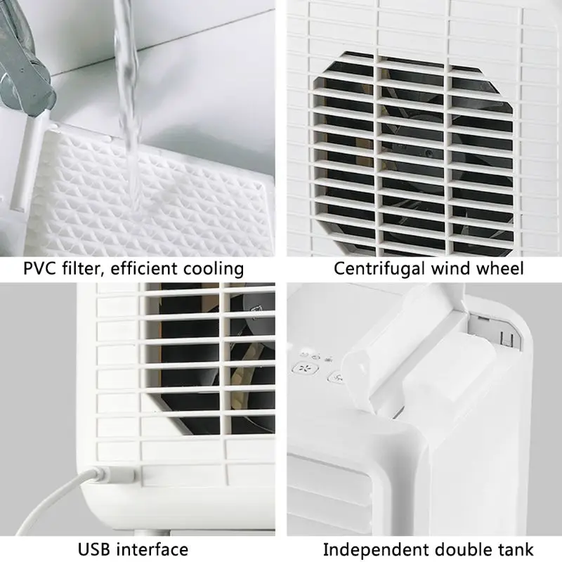 Mini 3in1 USB Air Conditioning Portable Personal Space Cooler Humidifier Moist Low Noise Purifies Conditioner Small Desk Cool Fa