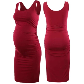 

Pregnant Women Sleeveless Jumper Dress Maternity Bodycon Pecnil Casual Dresses