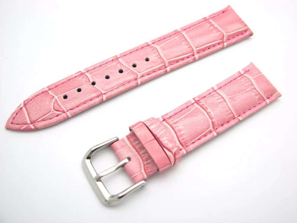 

Rolamy 12 14 16 18 20 22 24mm Real Calf Leather Pink Luxury Alligator Grain Watch Band Strap Belt For Rolex Omega Seiko Tudor