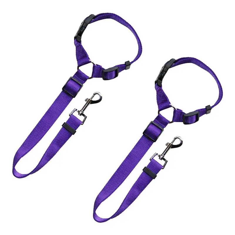 Purple 2 шт. поводок для собак, кольцо, безопасная веревка, эластичный поводок для дрессировки собак, автомобильный ремень безопасности, поводок для прогулок для собак - Цвет: Purple