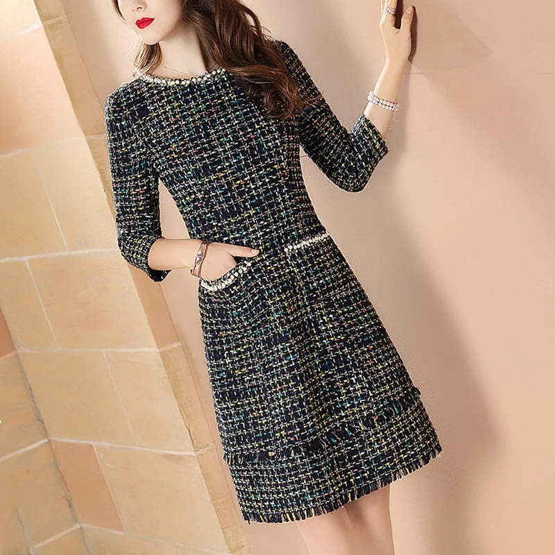 

2019 Spring Clothing New Style South Korea Debutante Elegant Graceful Thick Base Dress Women's Mid-length