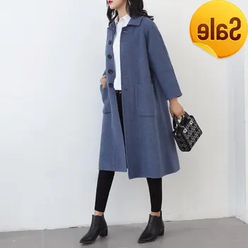 

2020 the new double-sided cashmere of coat female long over-the-knee show thin cloth coat of