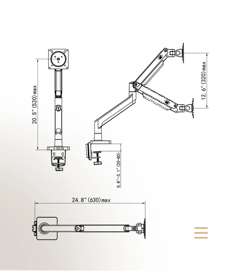 Suporte para monitor de mesa, montagem com