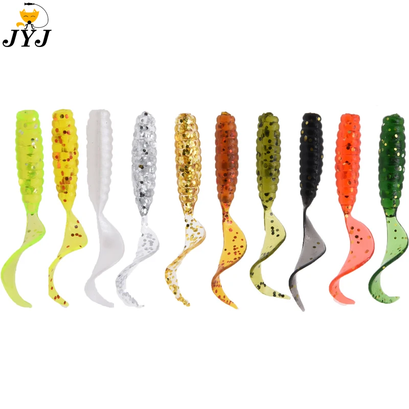 50pcs 4/5/6/8/9cm Soft Artificial Fishing Lures Swimbait Tail Grub Lures  Worm Grub Lures Baits Silicone Lures Fishing Tackle