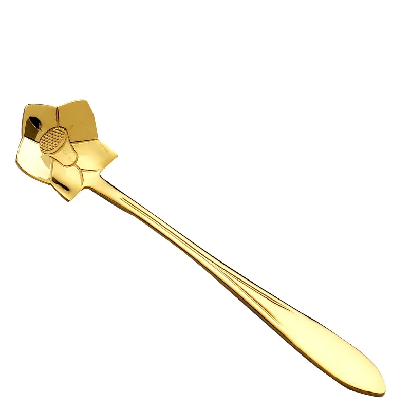 

1Pcs Delicate Creative Stainless Steel Golden Rose Coffee Scoops Multi-Function High Quality Mug Stirring Spoon Tableware
