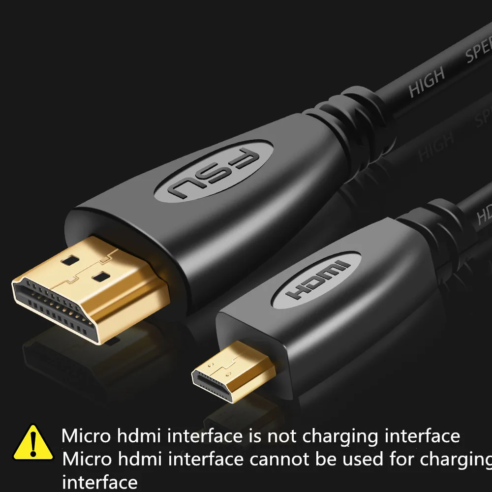 AUX 1,4 Версия Позолоченный Micro HDMI к HDMI кабель 3D 1080P Male-Male для телефона планшета HDTV PS3 xbox камера GoPro 1 м 3 м 5 м - Цвет: Черный